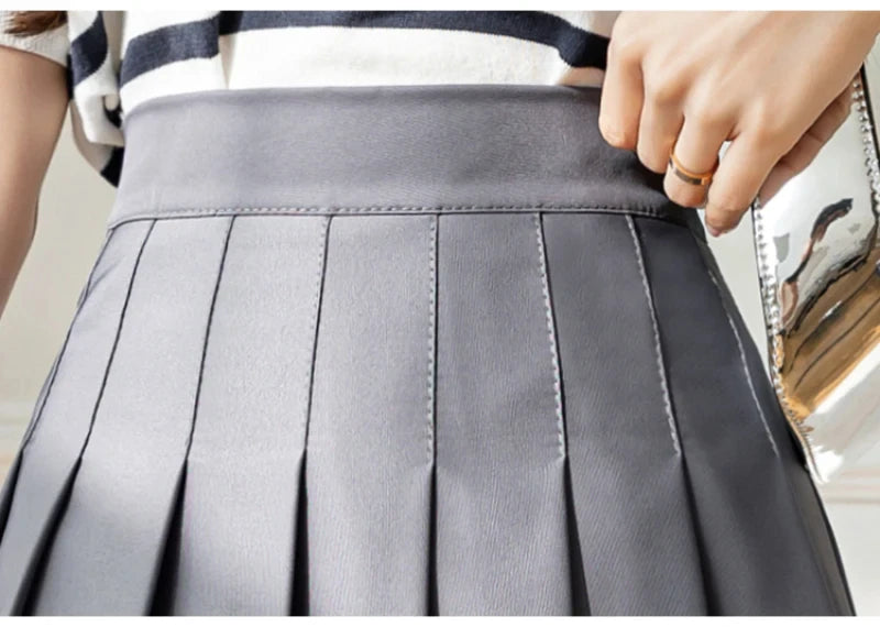 White Women Pleated Skirts Summer High Waist Zipper Girls Dancing JK Mini Skirts Black Fashion Student A Line Faldas 2024