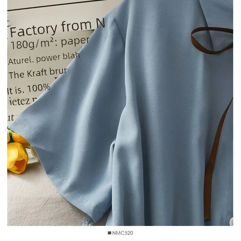 Girls Summer Academy Style Dress Small Children Super Girl Middle Primary School Students Dress Pure Color Polyester Fabric