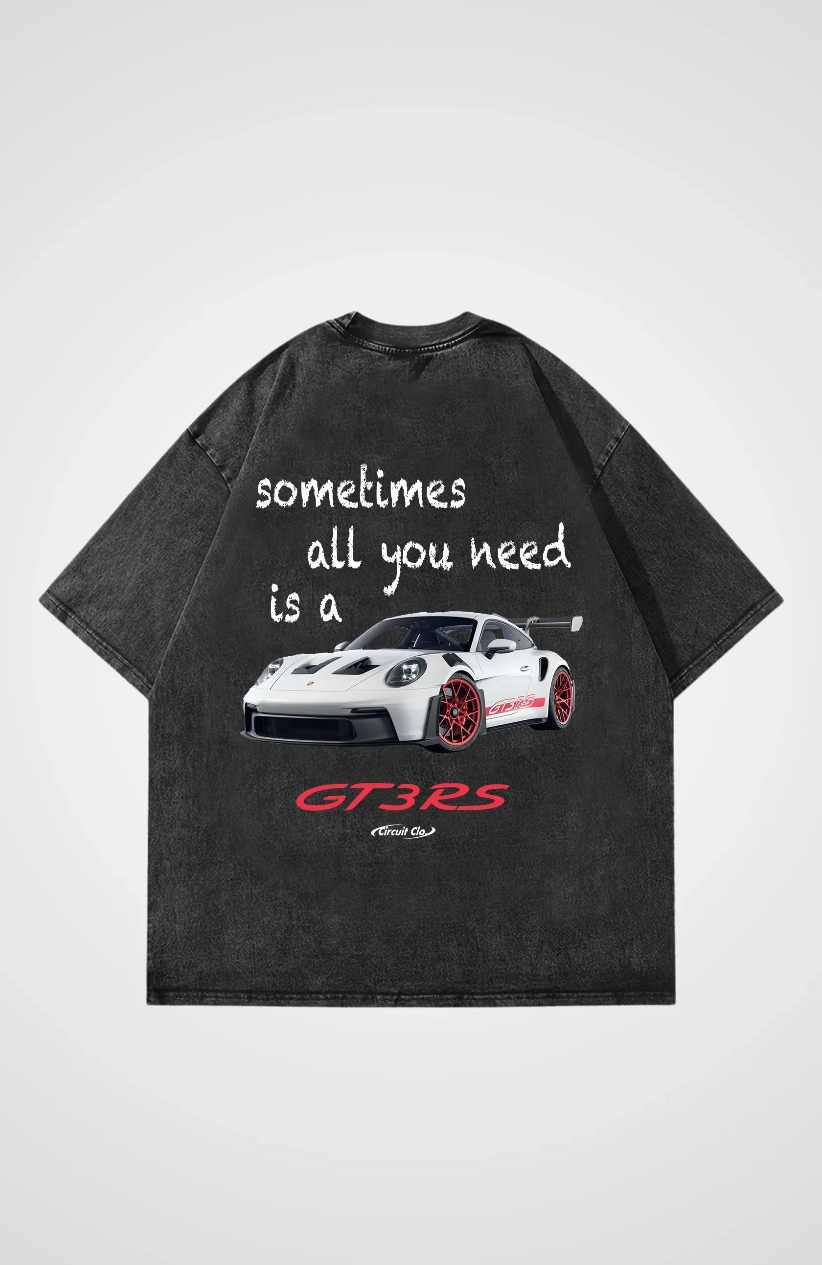 Washed T-Shirts Men Oversized Y2K T-Shirt Summer Retro Short Sleeve Sometimes You Need A GT3RS Washed Shirt Cotton Male Top Tee