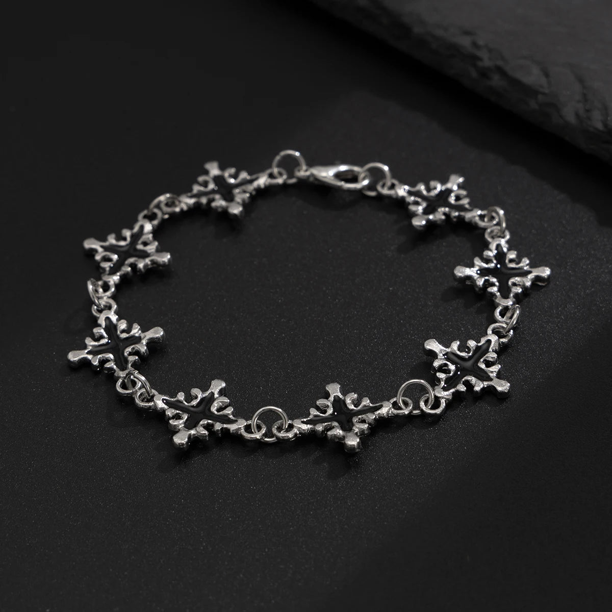 SHIXIN Trendy Vintage Jesus Cross Charm Bracelet for Man Hip Hop Silver Color Bangles on Hand Christian Jewelry Daily Accessory