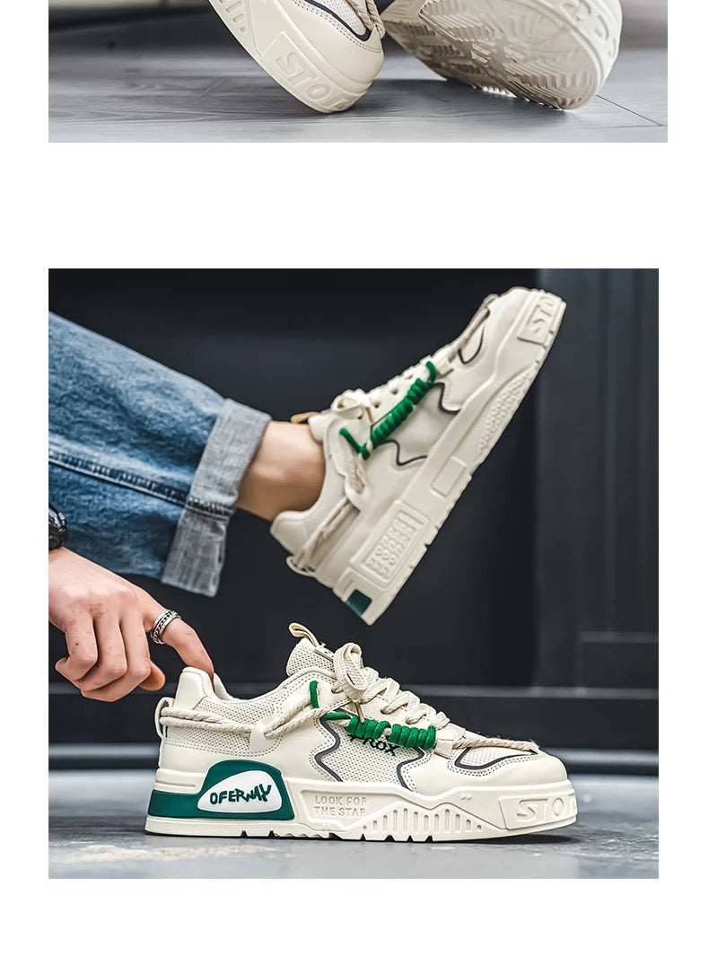 2025 New Summer Men's Shoes Original Casual Flat Shoes Sport Thick Bottom Increased Height Bread Trendy Shoes Skateboard sneaker