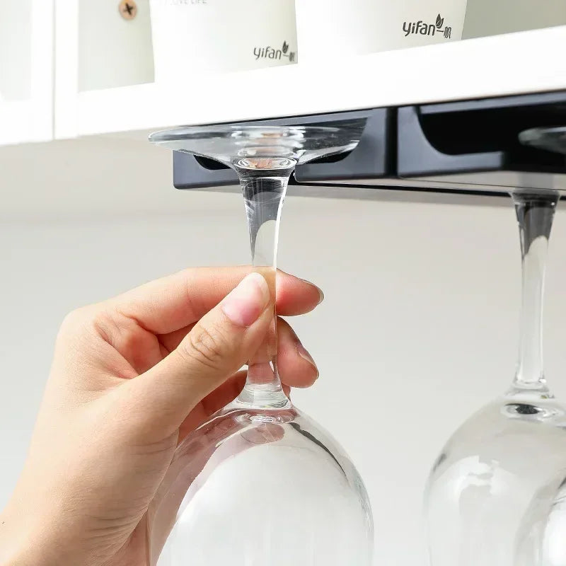 Bar Wine Glass Rack Non-drilled Cup Holder In Kitchen and Dining Room Upside-down Rack for Household Wine Glasses Kitchen Organi