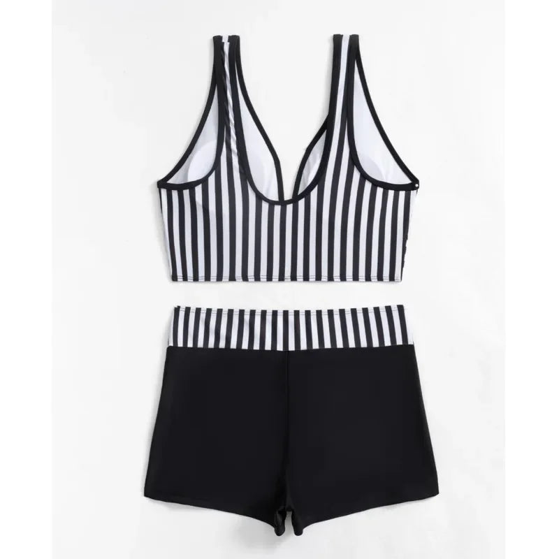 Summer Striped Swimsuits Tankini Sets Female Swimwear Push Up For Beach Wear Two-Piece Bathing Suits Pool Women's Swimming Suit