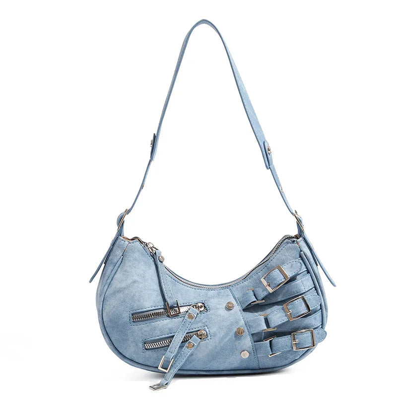 Vintage PU Leather Shoulder Bags For Women Y2K Trendy Cool American Motorcycle Bag 2025 Hot Sale Bags for Women Designer Handbag