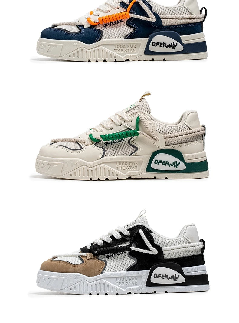 2025 New Summer Men's Shoes Original Casual Flat Shoes Sport Thick Bottom Increased Height Bread Trendy Shoes Skateboard sneaker