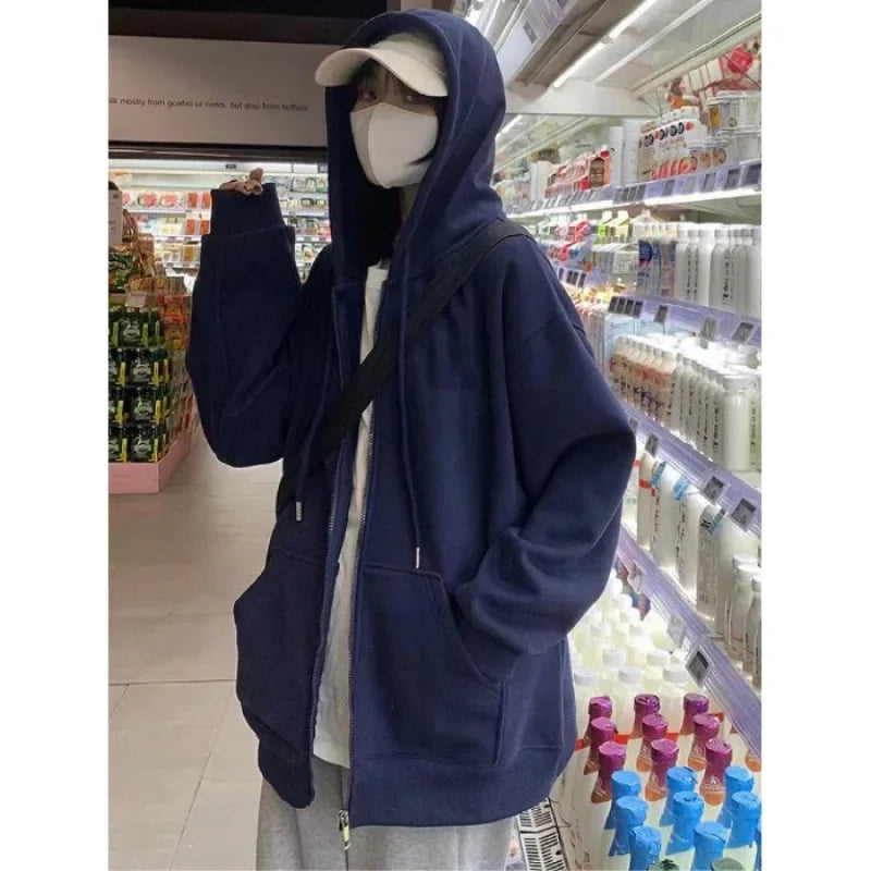 2023 Women's Spring Autumn Oversized Loose-fit Hooded Sweatshirt Jacket Idle Style Printing Outerwear