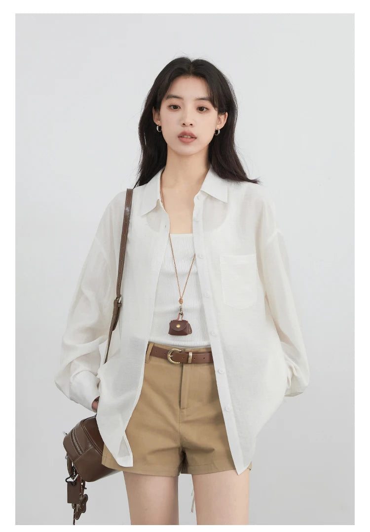 CHIC VEN Women Long Sleeve Shirts Solid Loose Casual New Style Design Back Hollow Out Shirt Female Blouse Spring Summer 2025