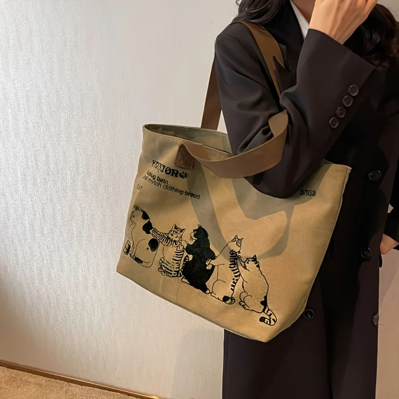 Women's Canvas Tote Bag Fashionable Spacious Durable Shoulder Bag with Zipper Closure and Classic Design Perfect for Work