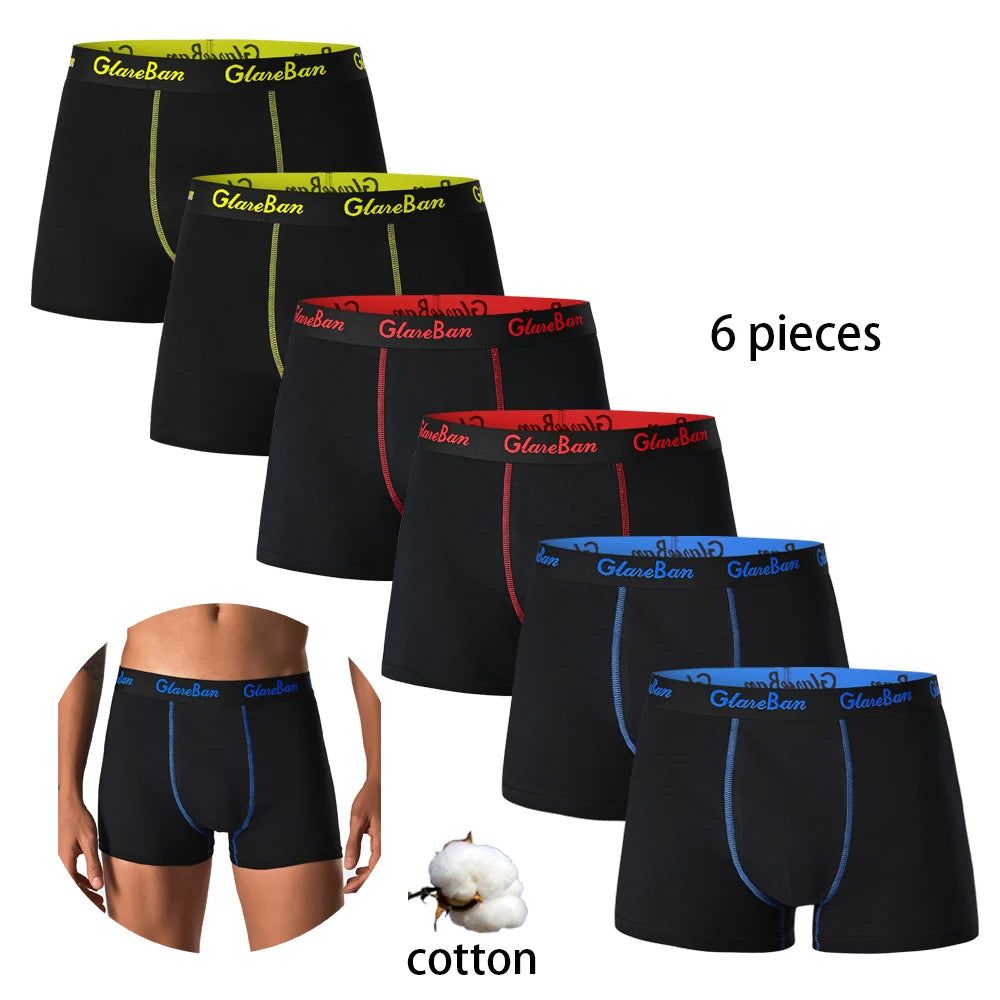 6pcs pack Black Boxer Shorts Men Underwear Soft Breathable Male Underpants for Men Homme Boxershorts Slips 2024 Panties