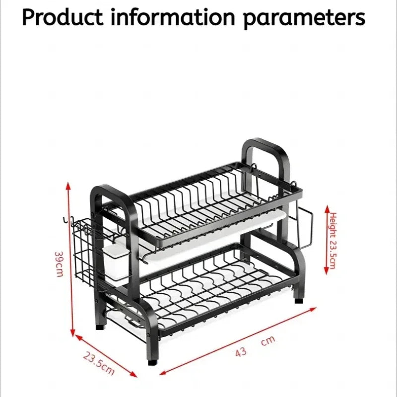 Kitchen 2nd floor storage cutlery and bowl rack set with cutlery rack, large anti rust cutlery drainage board