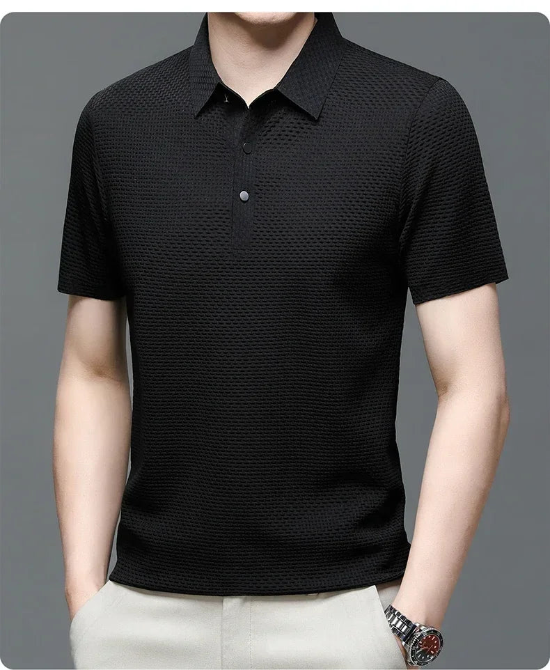 Brand Clothes Summer New Men's Short Sleeve T-shirt Ice Silk Cool and Breathable POLO Shirt Business Casual Sweat-absorbing Top