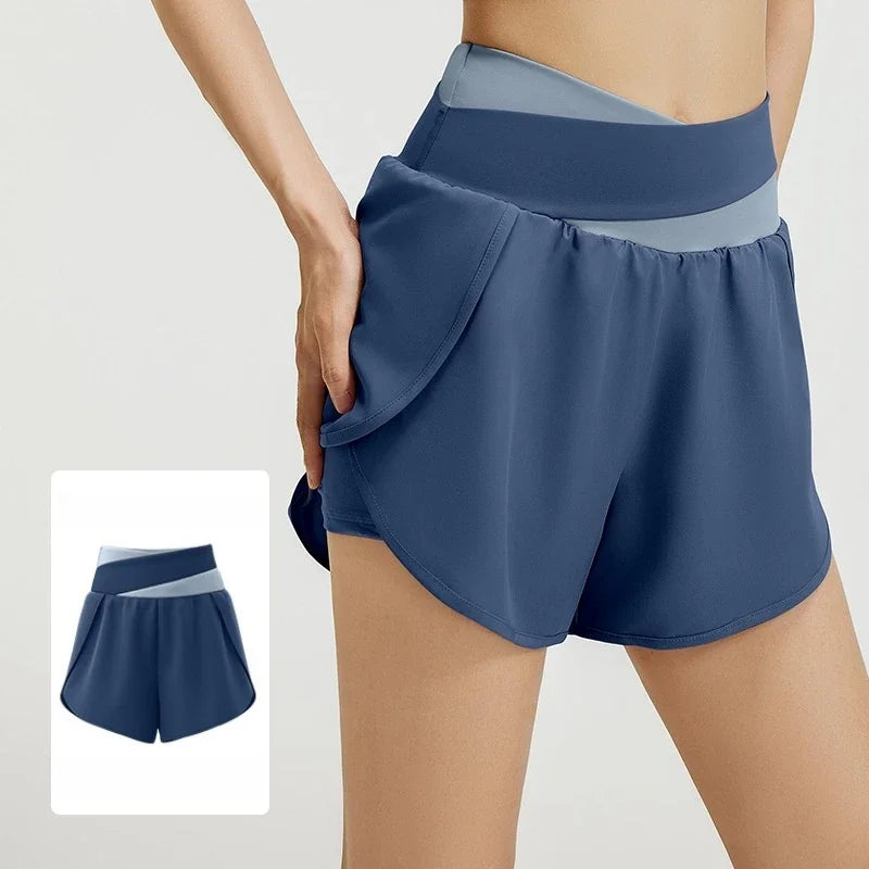 High Waist Workout Skorts for Women - Quick Dry Breathable Yoga Skirt Shorts, Anti-Ride Running Fitness Wear with Inner Liner"