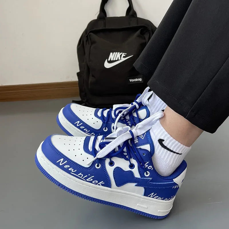 Women's Low-Top Breathable Trendy Shoes 2023 New Style Couple Casual Shoes PU Leather Rubber Bottom Comfortable Sneakers