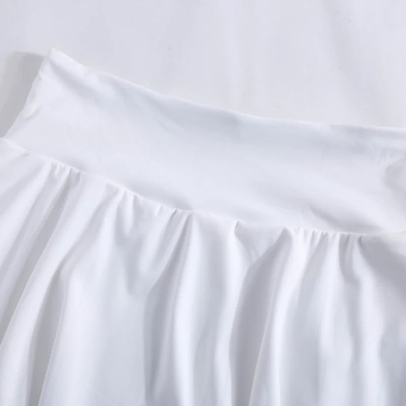 PHIGEER Summer Pleated Tennis Skirt Women Quick Drying High Waist Mini Skirt with Lining for Fitness Dance Sprints Sports Shorts