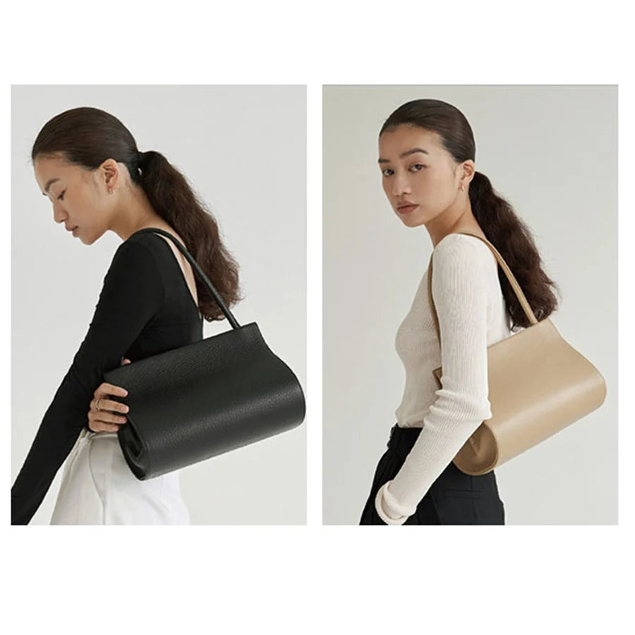 French Oval Design Women's Bag Summer Vintage Lychee Pattern Pu Leather Handbag Black Shoulder Underarm Bag Multilayer Totes Bag