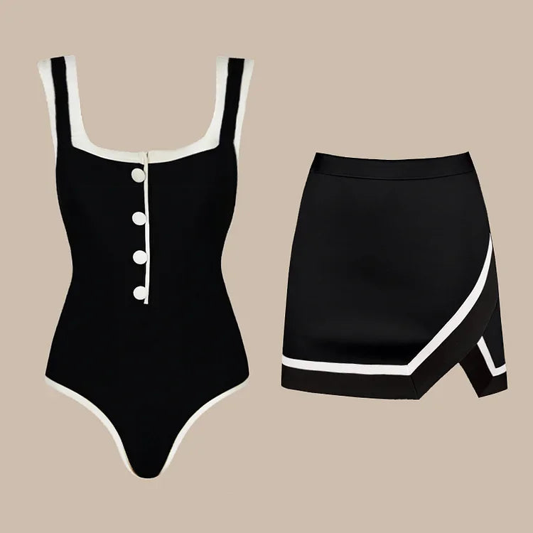 2025 Swimsuit High-End Design 2Pcs Floral Print Ruffle Slimming Holiday Sexy Hot Spring One Piece Swimsuit for Women
