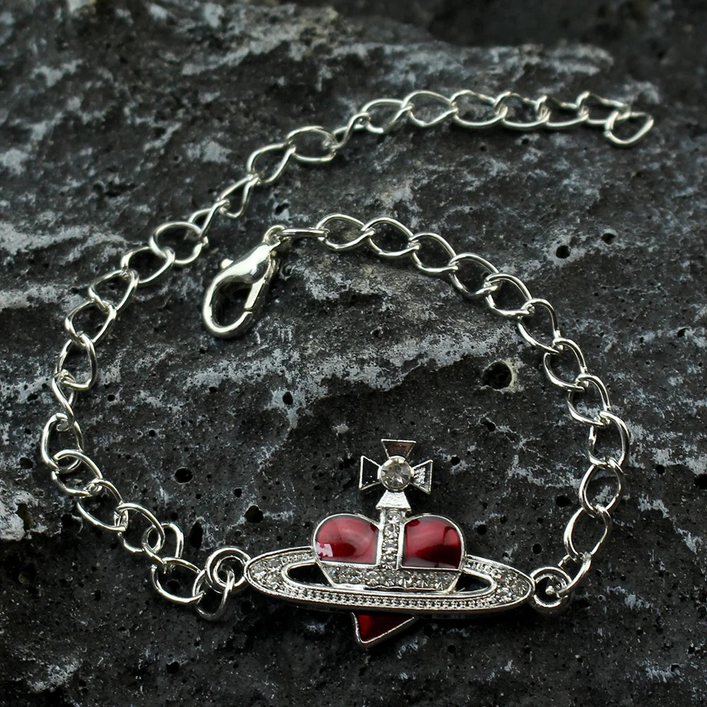 Trendy Bracelet Saturn Rhinestone Crystal Planet Saturn Pendant for Women Fashion Charm Jewelry Gift