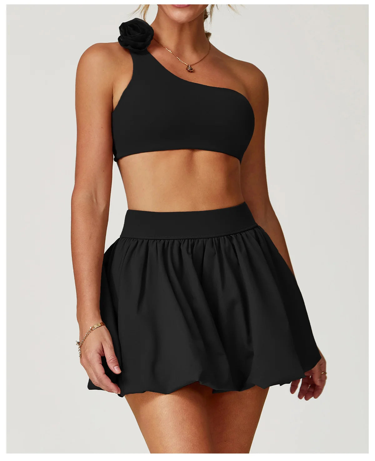 Quick Drying Tennis Short Skirt Women's Yoga Short Skirt Anti Glare Breathable Pocket Puffy Skirt Running Sports Short Skirt