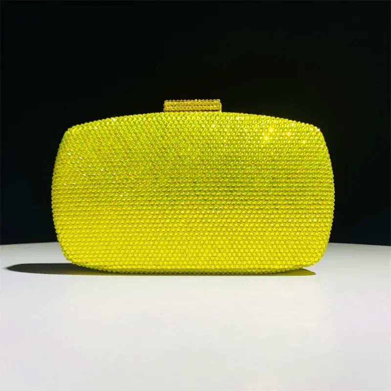 High End Luxury Rhinestone Handbag Women Fashion Formal Wedding Party Evening Bags Ladies Elegant Diamond Yellow Bling Clutch