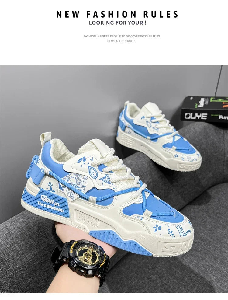 2025 New Summer Men's Shoes Original Casual Flat Shoes Sport Thick Bottom Increased Height Bread Trendy Shoes Skateboard sneaker