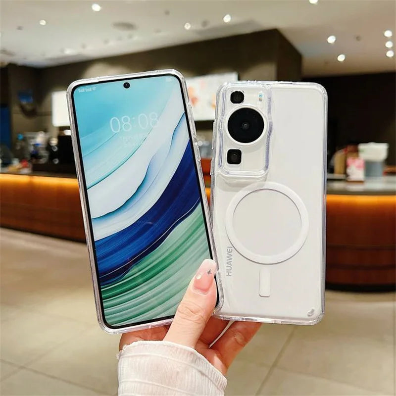 For Magsafe Magnetic Transparent Case For Samsung Galaxy S24 S23 S22 S21 S20FE Plus Note 20 Ultra A14 A34 A52 A53 A54 Soft Cover