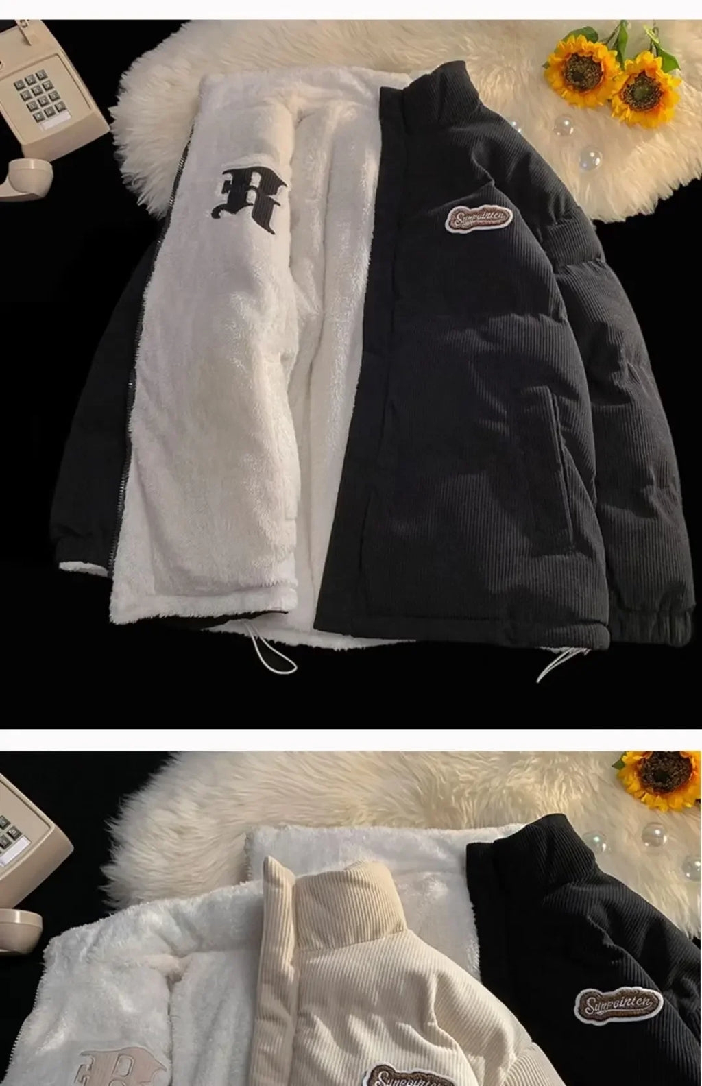 Fog Blue Cotton-padded Coat Men's Winter Thickened Hong Kong Style Corduroy Cotton Jacket Design Sensibility Niche 2023 Workwear