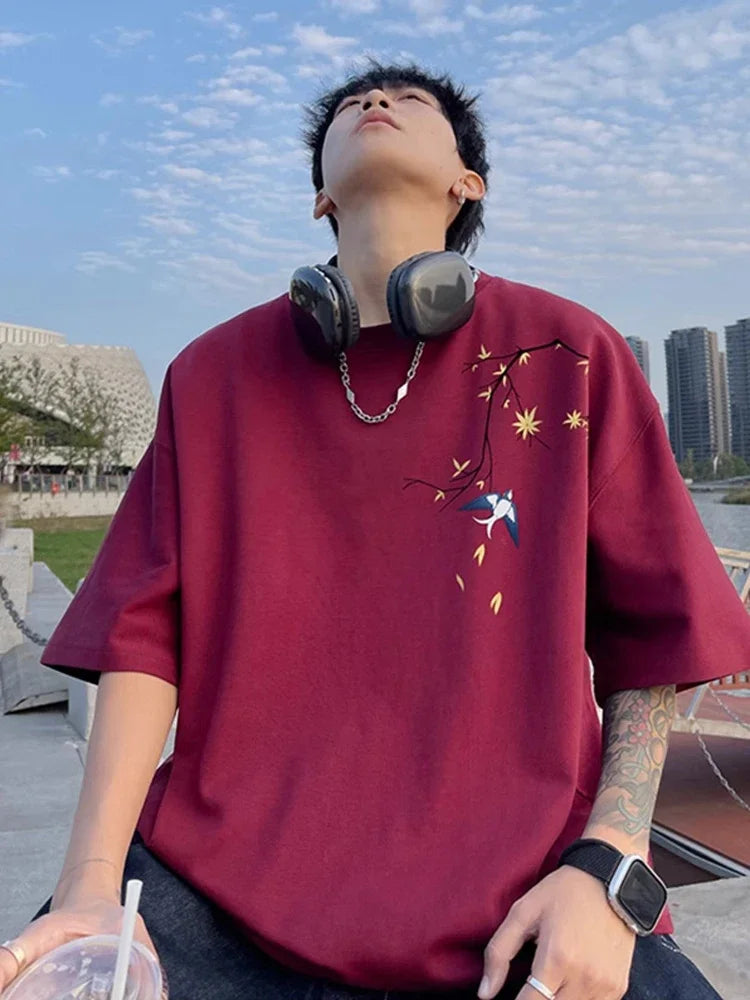 Summer Men's Cotton Streetwear Oversized T-shirts Graphic Print Short Sleeve T Shirt 2025 New Hip Hop Fashion Y2K Tee Tops