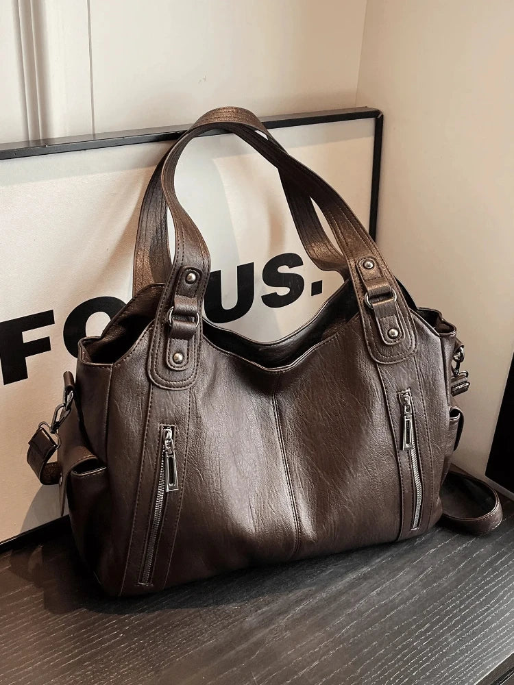 Y2K Women Vintage Retro PU Leather Handbags Underarm Crossbody Buckle Ladies Hand Bag Purse Handbags Shoulder Armpit Tote Bags