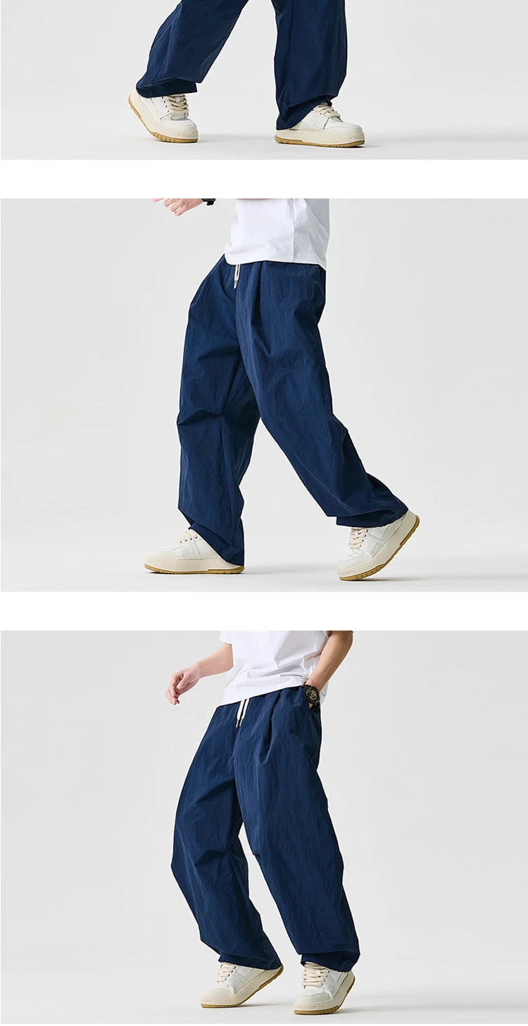 Wide Leg Pants Men and Women 2025 New Light Thin Solid Casual Harun Pants Elastic Waist Loose Oversize Fashion Trendy Streetwear