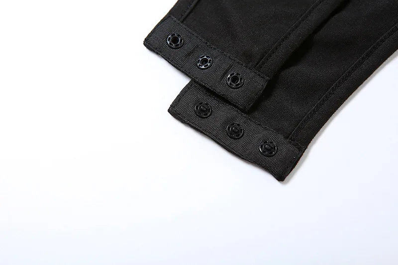 Bandage Hollow Out Sexy Cyber Y2k Bodysuits Gothic Techwear Mesh Patchwork Tops Female Glove Sleeve Mock Neck Bodysuit