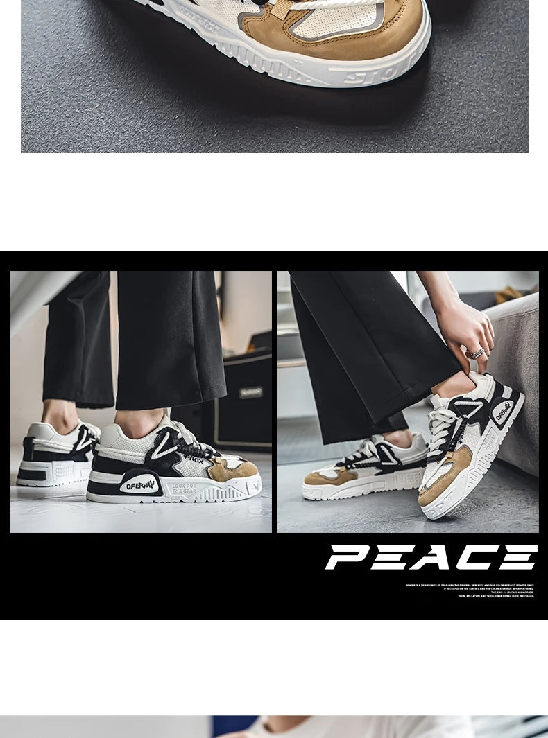 2025 New Summer Men's Shoes Original Casual Flat Shoes Sport Thick Bottom Increased Height Bread Trendy Shoes Skateboard sneaker