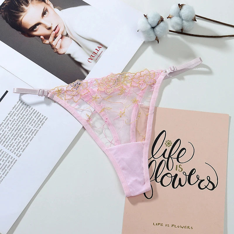 Women Lace Thong G-string Panties Sexy Floral Underwear Transparent Women's Panties Female Underpants Lingerie