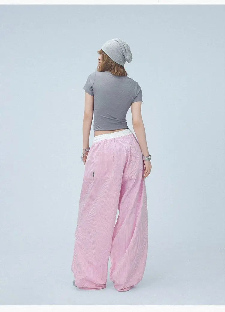 Pink Camo Cargo Pants with Stripes High Waist Streetwear for Women Hip Hop Jogger Pants Trendy Activewear cargo pants women