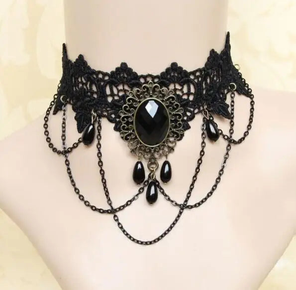 Girl Black Lace Choker Necklace For Women Trendy Neck Chain Collarbone Necklaces Punk Lolita Gothic jewelry For Girls Vintage