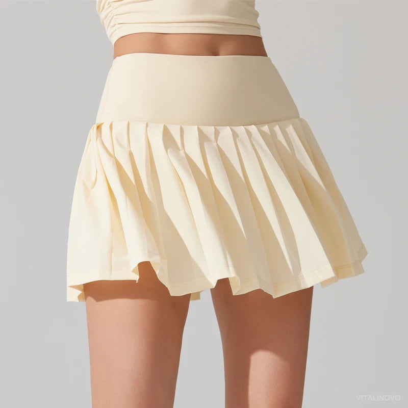 VITALINOVO Pleated Tennis Skirt for Women with Pocket Shorts Women's High Waisted Lightweight Athletic Golf Skorts Skirts Flowy