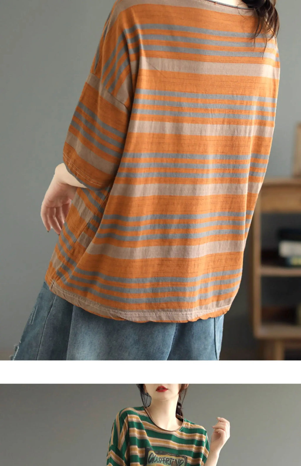 plus Size Women's Cotton T-irt ort Sve Slimming Top Summer Street Sle Printed round Ne Loose Fit Casual Wear