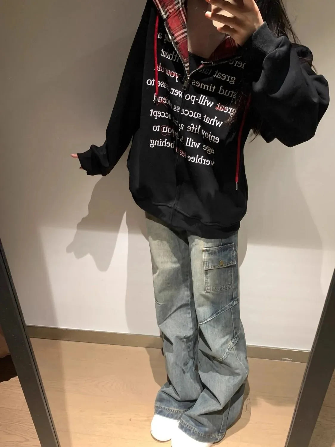 Hua Cotton Blend Milk Silk Hoodie Zipper Couple Jacket Retro Letter Patchwork Hat Sweatshirt 280g Vintage Style Women's Clothing