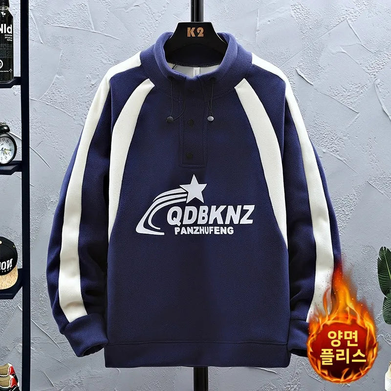 Thiened Fce Hoodie Sweatirt f High Collar Youth Winter Base Layer irt for 3-5 Years Old Boys Casual Print Polye...