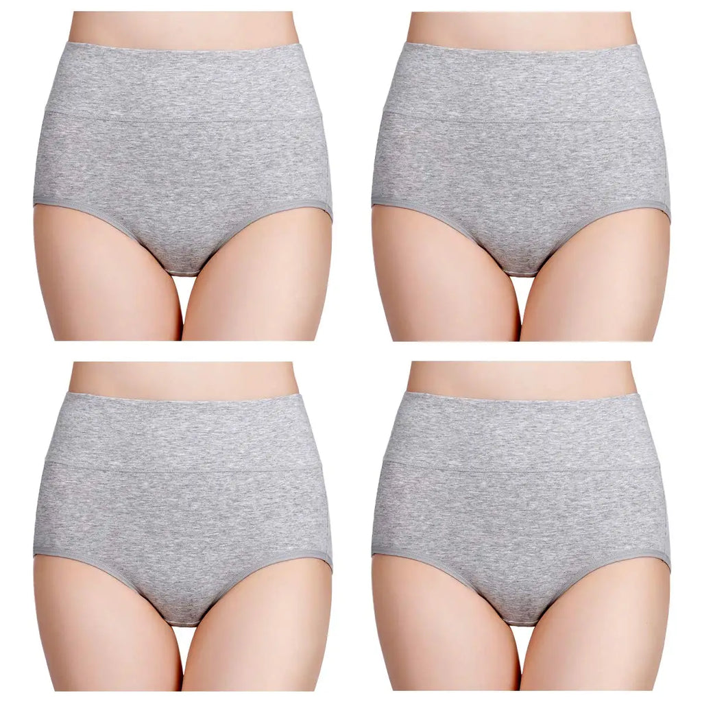 4pcs/pack High Waisted Postpartum Underwear Womens Cotton Underwear Soft Breathable Full Coverage Stretch Panties