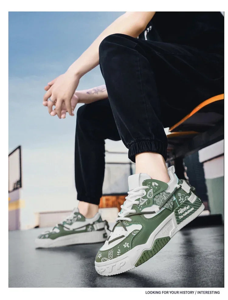 2025 New Summer Men's Shoes Original Casual Flat Shoes Sport Thick Bottom Increased Height Bread Trendy Shoes Skateboard sneaker