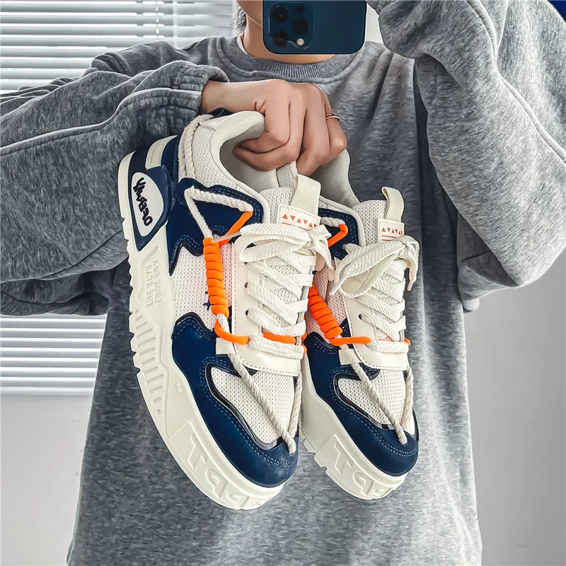 2025 New Summer Men's Shoes Original Casual Flat Shoes Sport Thick Bottom Increased Height Bread Trendy Shoes Skateboard sneaker