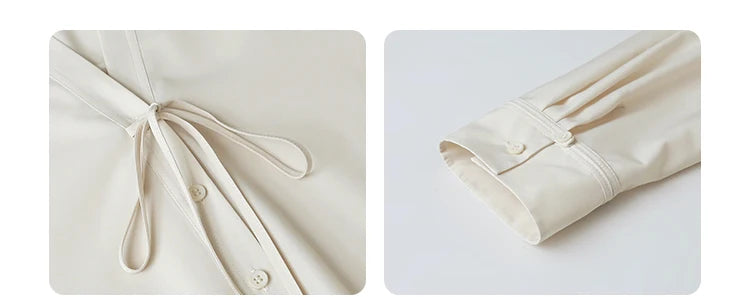 CHIC VEN Women Shirt Loose Casual Solid New Lapel Tie Design Sun Protection Blouses Long Sleeved Female Coat Summer 2025