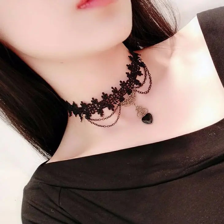 Girl Black Lace Choker Necklace For Women Trendy Neck Chain Collarbone Necklaces Punk Lolita Gothic jewelry For Girls Vintage