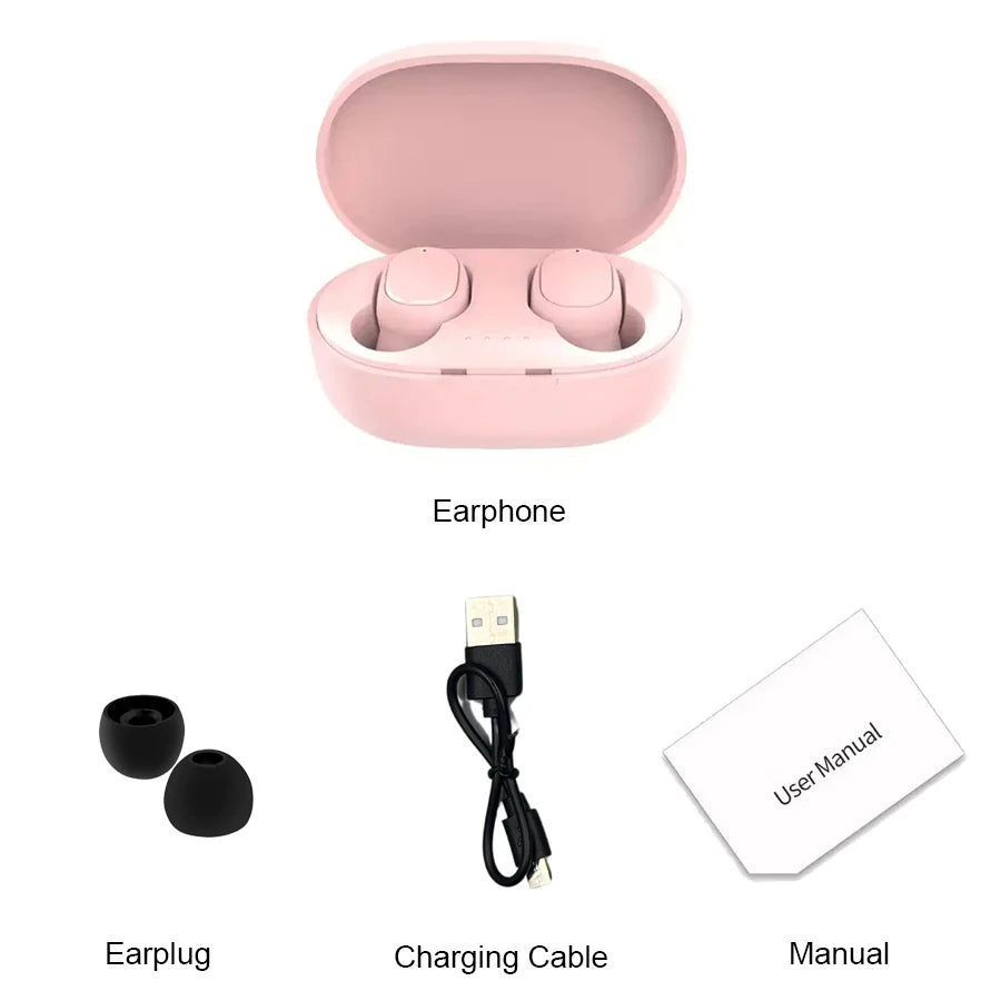 TWS A6S Wireless Bluetooth Headset Earbuds Noice Cancelling Earphone Bluetooth Headphones with Mic for Huawei Xiaomi Redmi