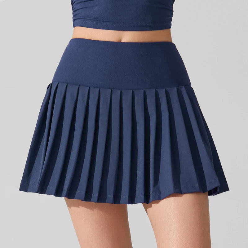 VITALINOVO Pleated Tennis Skirt for Women with Pocket Shorts Women's High Waisted Lightweight Athletic Golf Skorts Skirts Flowy