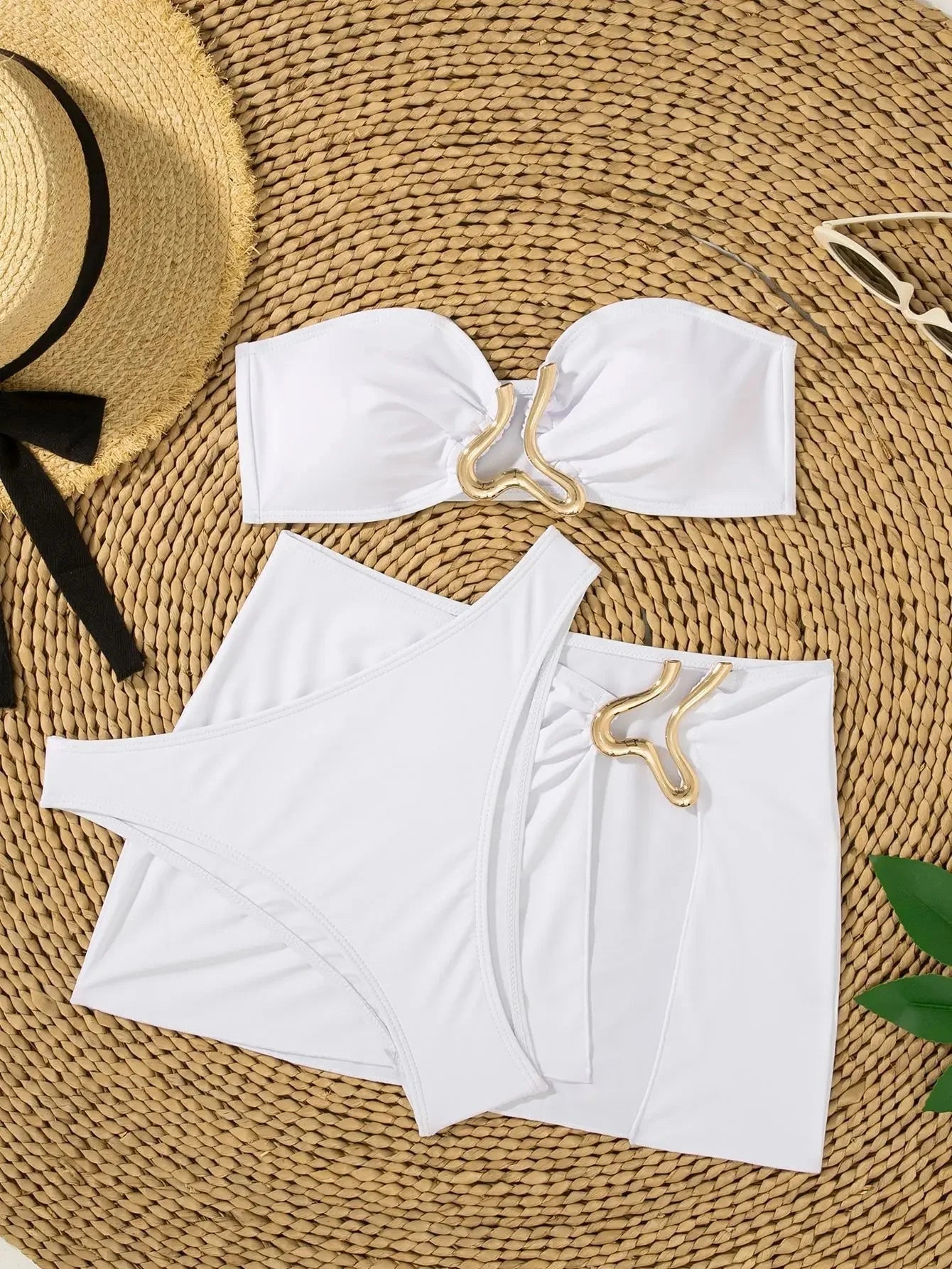 Sexy Gold Bikini U-Neck Large Chest Gathered Luxury Swimwear New 2025 Elegant Sportswear And Accessories Separate Style