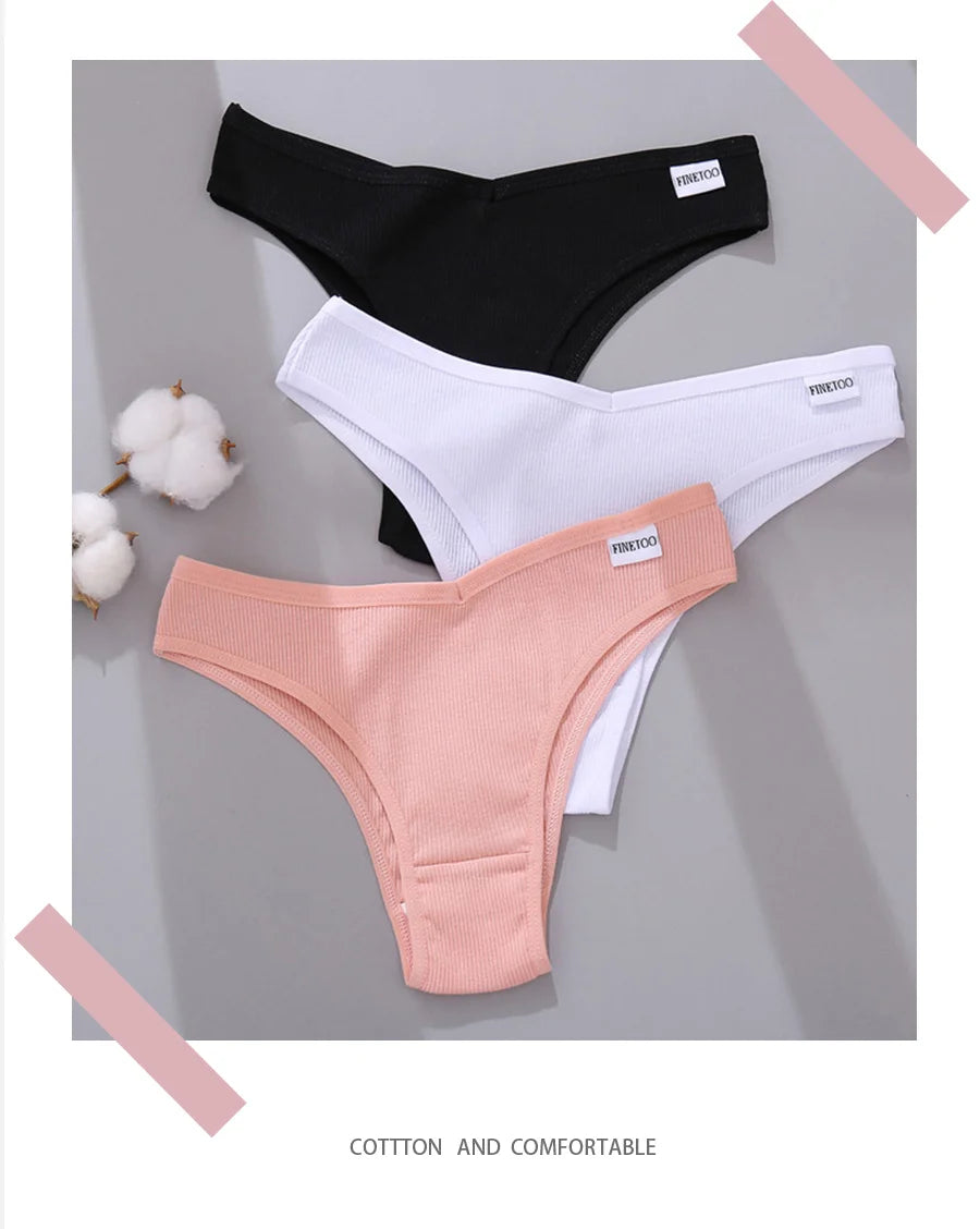 5Pcs/Set Women Cotton Brazilian Panties V Waist Female Underwear Comfortable Underwear Low Rise T-Back Bikini Girls Lingerie New