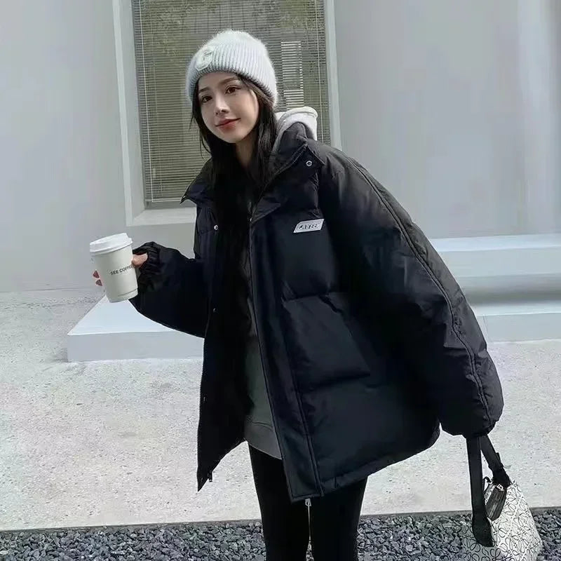 Y2K Multi-functional Fake Two Pocket Zipper Down Jacket Thick Coat Korean Version Winter New Winter Leisure Cotton Clothes Women