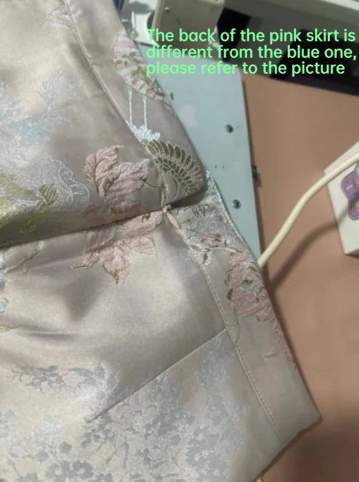 Summer New Chinese Style Satin Jacquard Horse-Face Pleated Mini Skirts Sweet Cute Girl High Waist Short Skirt for Women