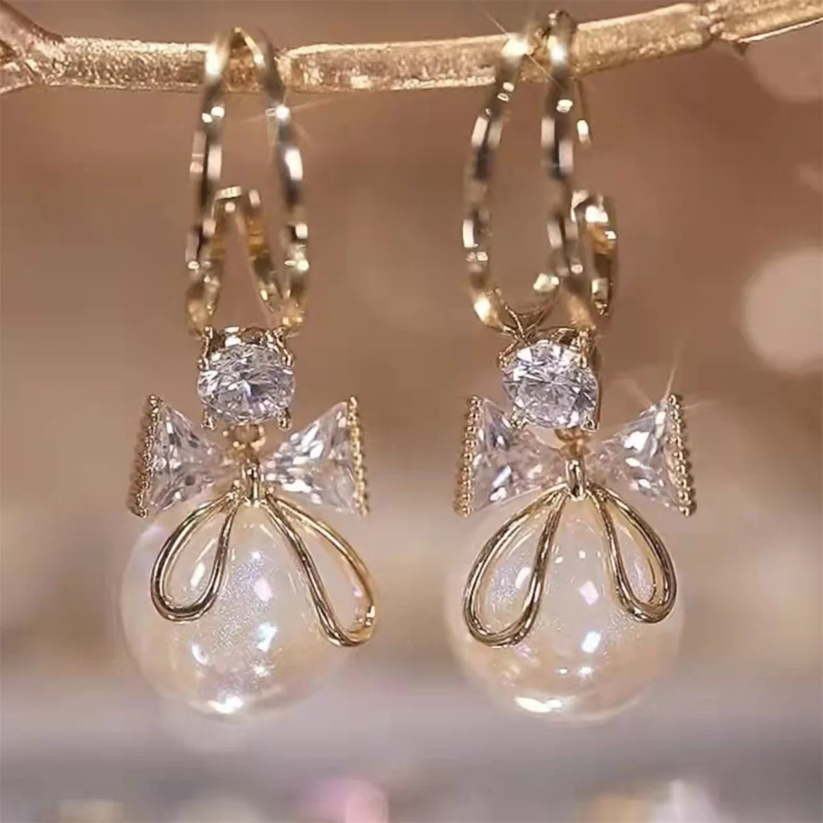 2PC Women's Trendy Bow Earrings Set European American Style for Outdoor Travel Carnival Banquet Party Festival Fashion Gift